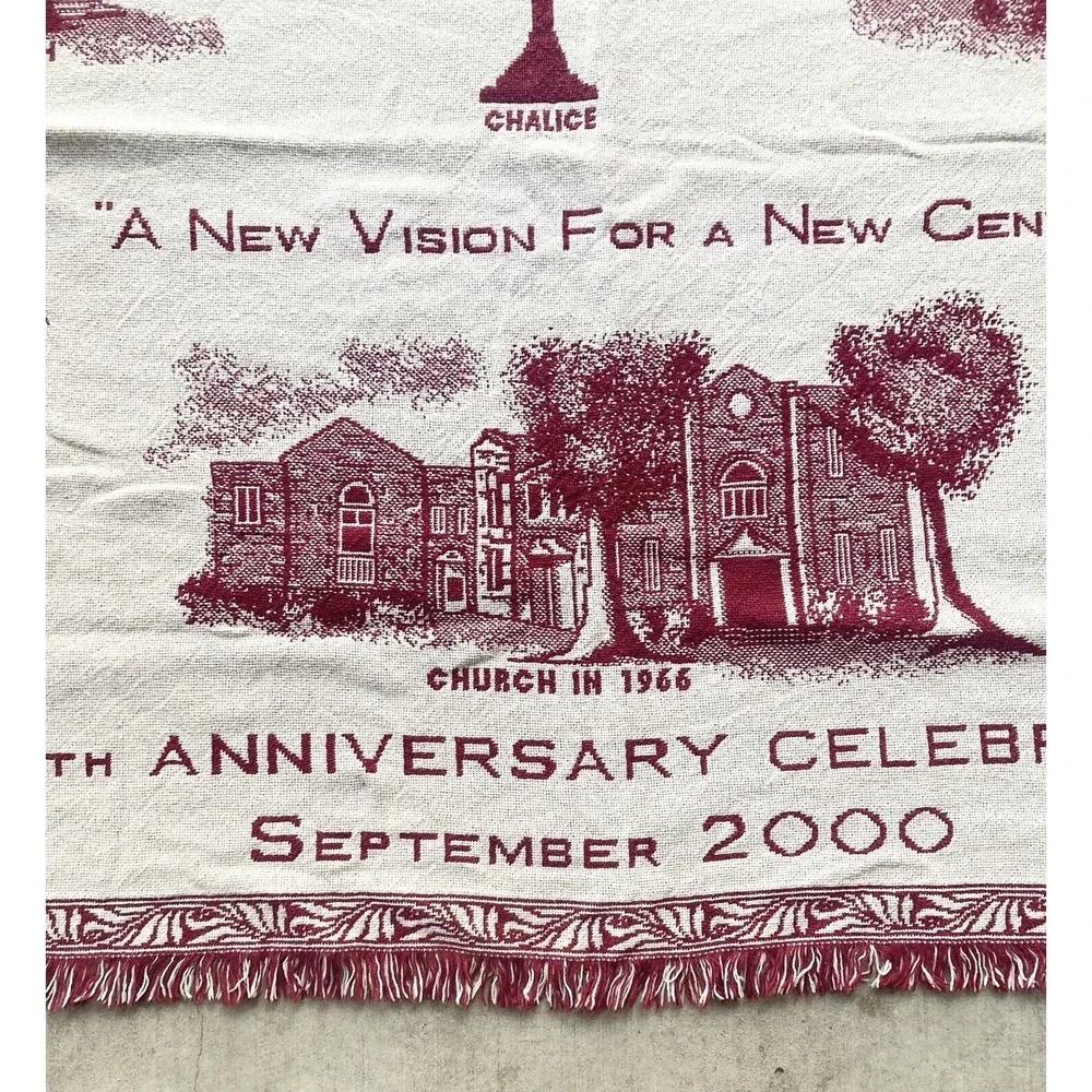 2000s “First Christian Church of Garland, Texas” Cotton Blanket Throw 48”X69”